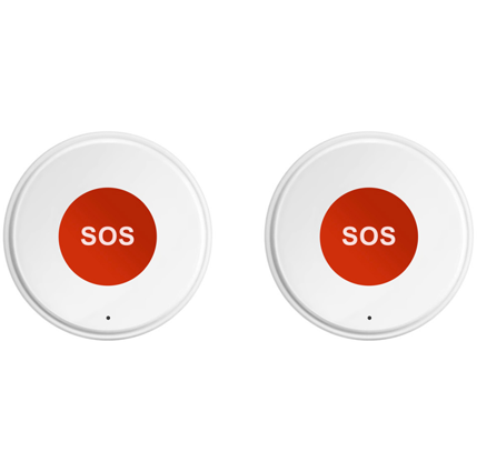 Pack 2 Boutons Bip Alarme SOS Personne Agée Alerte Instantanée sur Téléphone, en Pendentif ou Collé au Mur